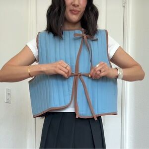 SONDERHAUS Heidi Quilted Vest in Checkered Stripe XS